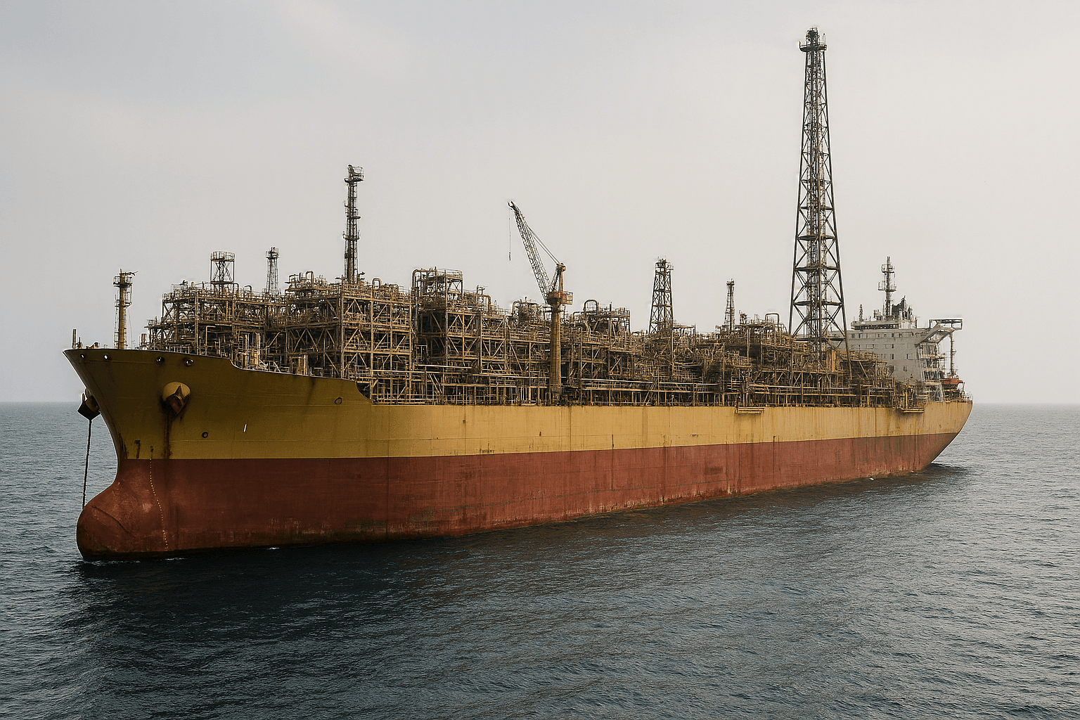 وحدة FPSO في موقعها بعرض البحر